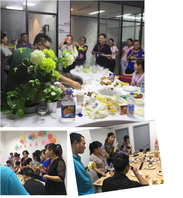 （前方車間茶話會也開展的如火如荼，大家放松心情，暢所欲言，品味中秋美食）